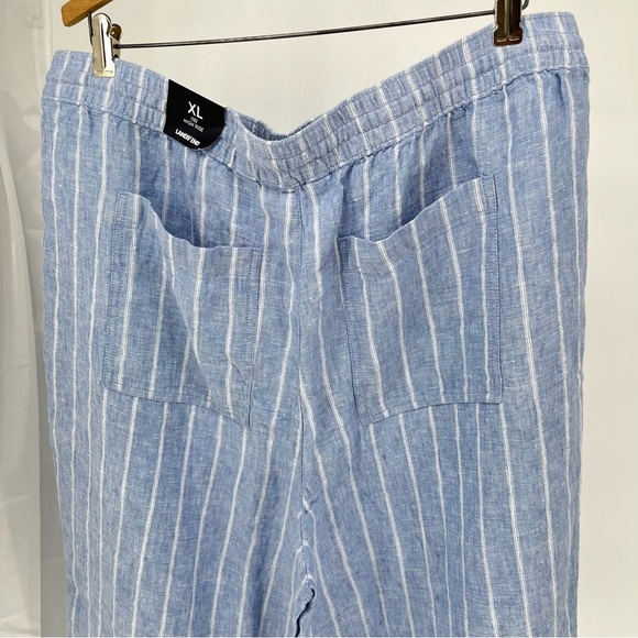 Lands End Womens NEW Linen Cropped Pants Size 18 Wide Leg Pull On Striped - Picture 9 of 12